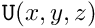 \[ U(x,y,z,t) = Re ({\tt U}(x,y,z) \ e^{-i \omega t}) \ \ \ \ \ \ \ \ \ \ \ \ (2) \]