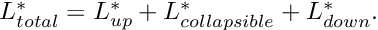 $ L^*_{total} = L^*_{up} + L^*_{collapsible} + L^*_{down}. $
