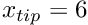 $ x_{tip} = 6 $