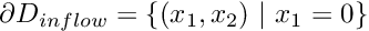 \[ h(x_1) = \left\{ \begin{array}{cl} H & 0 \leq x_1 \leq L_1 \\ H + A\sin\left(\frac{x_1-L_1}{L_2-L_1}\right) & L_1 \leq x_1 \leq L_2 \\ H & L_2 \leq x_1 \leq L \end{array} \right. \]