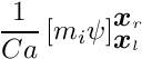 \[ \frac{1}{Ca} \left[m_{i}\psi\right]_{\mbox{\boldmath$x$}_l}^{\mbox{\boldmath$x$}_{r}} \]
