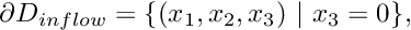 $ \partial D_{inflow} = \{(x_1,x_2,x_3) \ | \ x_3=0\}, $