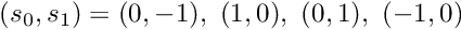 $ (s_0,s_1) = (0,-1), \ (1,0), \ (0,1), \ (-1,0) $