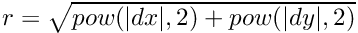 \[ \begin{bmatrix} dx \\ dy \end{bmatrix} \leftarrow \begin{bmatrix} \overline{\cos\theta} & \overline{\sin\theta} \\ -\sin\theta & \cos\theta \end{bmatrix} \begin{bmatrix} dx \\ dy \end{bmatrix}. \]