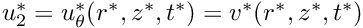 $ u_2^* = u_\theta^*(r^*,z^*,t^*) = v^*(r^*,z^*,t^*) $